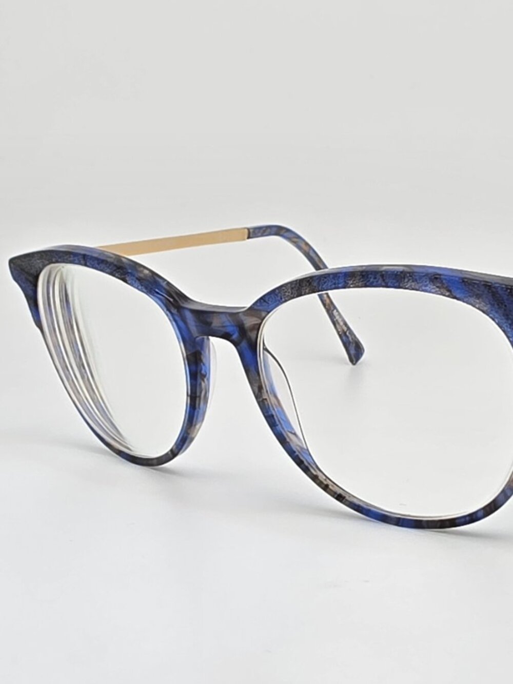 Adin Thomas Europa AT-442 C3 Cobalt Gold Cat Eye Eyeglasses Frame w/ Flexhinge